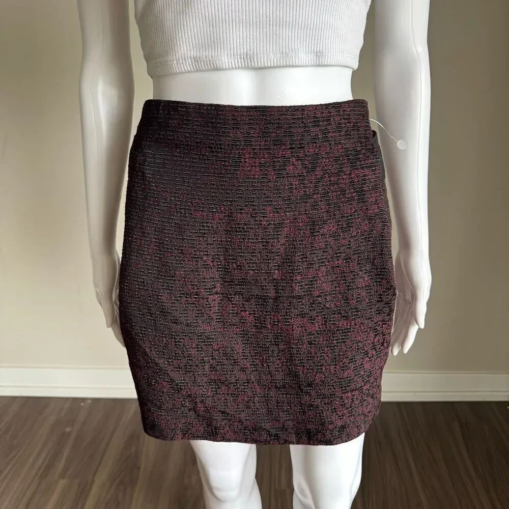 The Kooples Tweed Mini Skirt Burgundy + Black